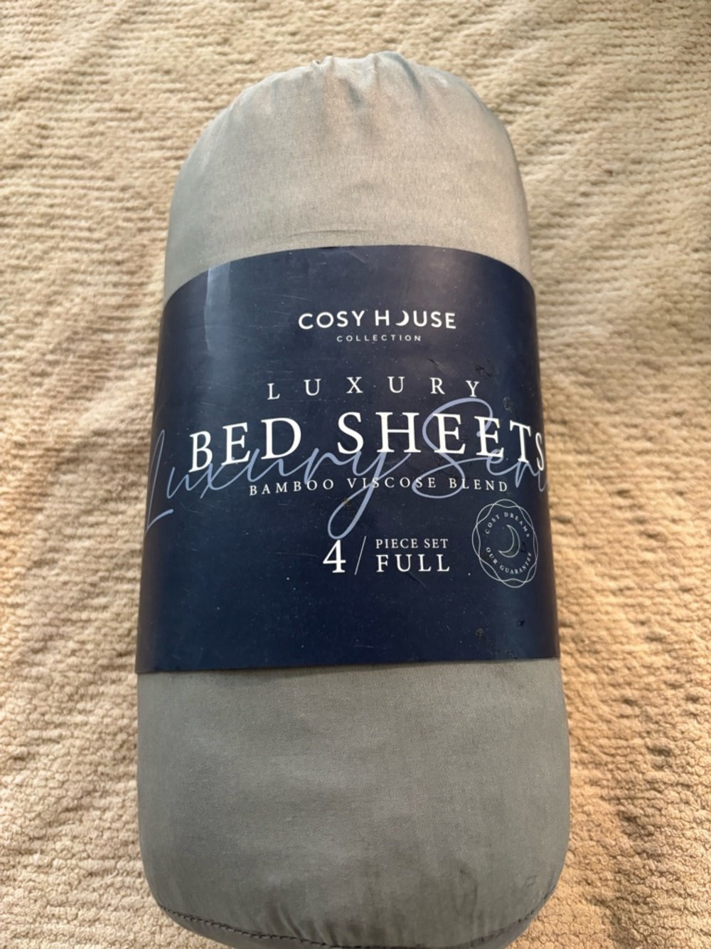 Cosy House Luxury Full Bed Sheet Set - Soft Gray